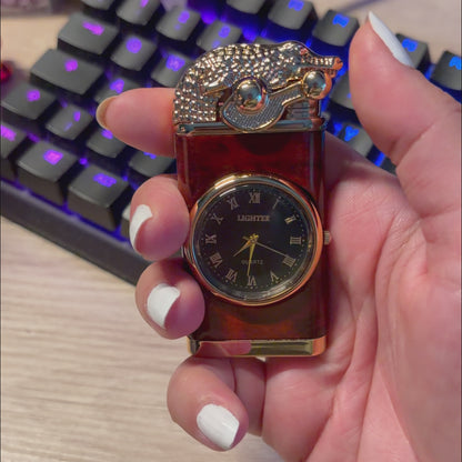 ZipPro® Saatli Ejderha Alevli Çakmak